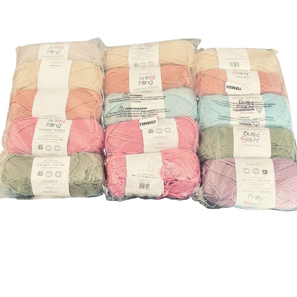 Lot Of Premier  Everyday Worsted Yarn 15 Skeins Anti Piling Multicolored New